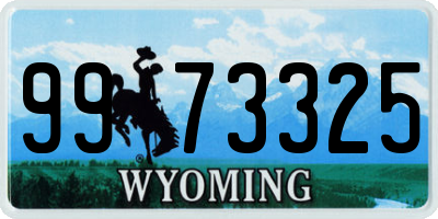 WY license plate 9973325