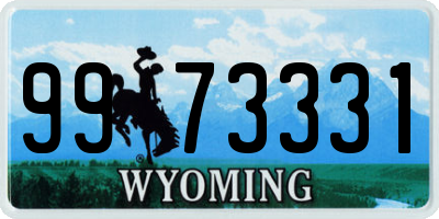 WY license plate 9973331