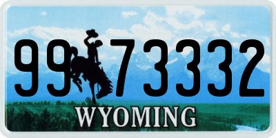 WY license plate 9973332