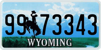 WY license plate 9973343