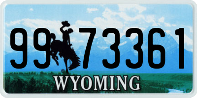 WY license plate 9973361