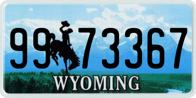 WY license plate 9973367