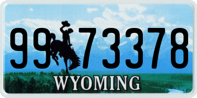 WY license plate 9973378
