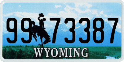 WY license plate 9973387