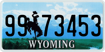 WY license plate 9973453