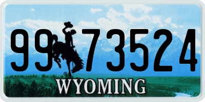 WY license plate 9973524
