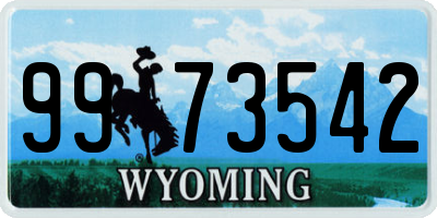 WY license plate 9973542