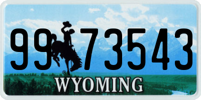 WY license plate 9973543
