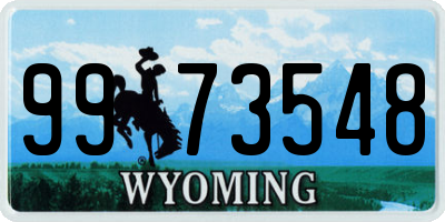 WY license plate 9973548
