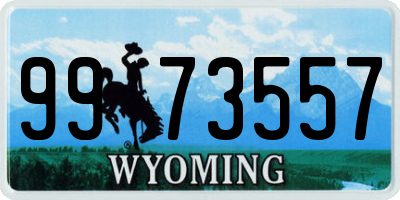 WY license plate 9973557