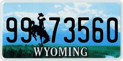 WY license plate 9973560