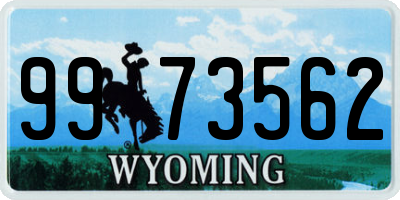 WY license plate 9973562
