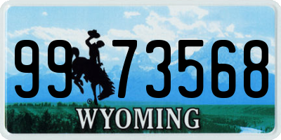 WY license plate 9973568