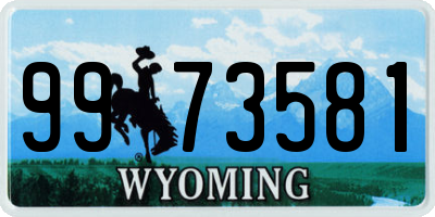 WY license plate 9973581