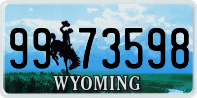 WY license plate 9973598