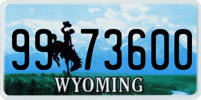 WY license plate 9973600