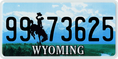 WY license plate 9973625