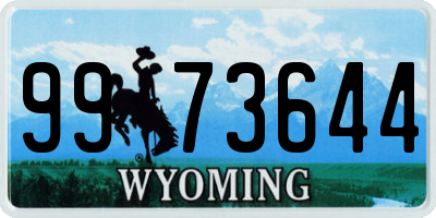 WY license plate 9973644