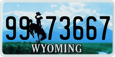 WY license plate 9973667