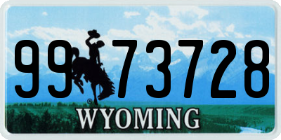 WY license plate 9973728