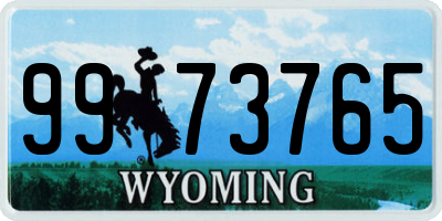 WY license plate 9973765