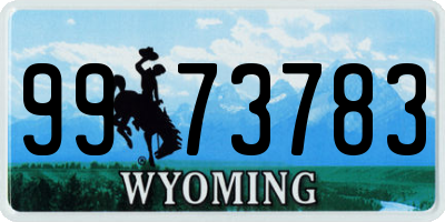 WY license plate 9973783