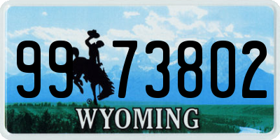 WY license plate 9973802