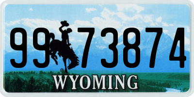 WY license plate 9973874