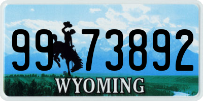 WY license plate 9973892