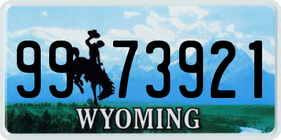 WY license plate 9973921
