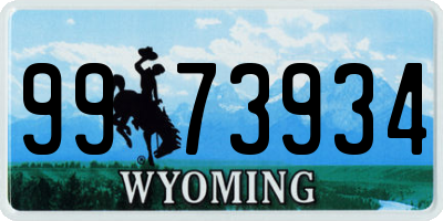 WY license plate 9973934