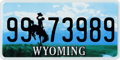 WY license plate 9973989