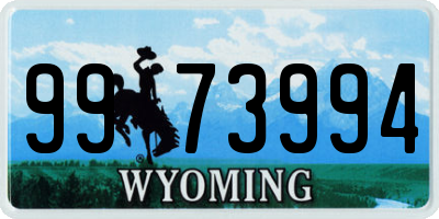 WY license plate 9973994