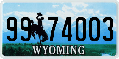 WY license plate 9974003