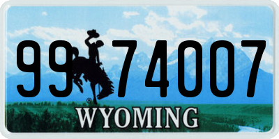WY license plate 9974007