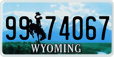 WY license plate 9974067