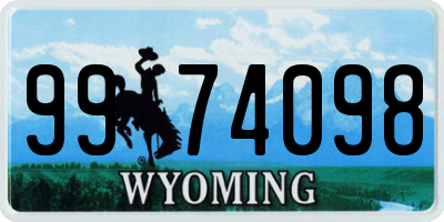 WY license plate 9974098