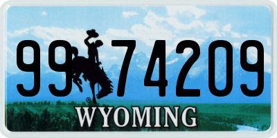 WY license plate 9974209