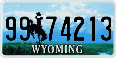 WY license plate 9974213