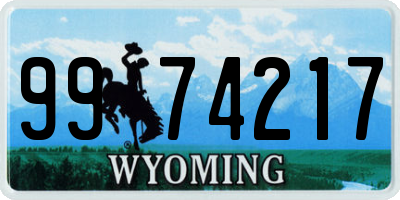 WY license plate 9974217