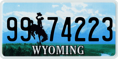 WY license plate 9974223