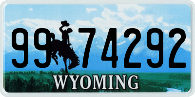 WY license plate 9974292