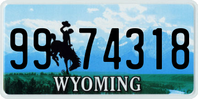 WY license plate 9974318