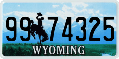WY license plate 9974325