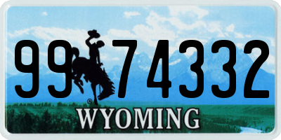 WY license plate 9974332