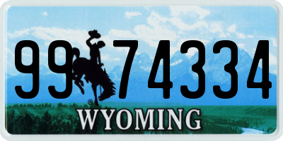 WY license plate 9974334