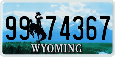 WY license plate 9974367