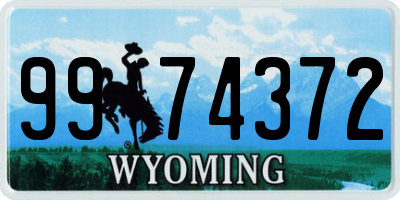 WY license plate 9974372