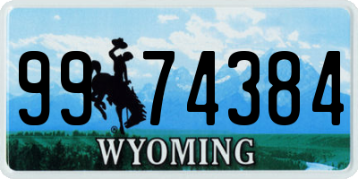 WY license plate 9974384