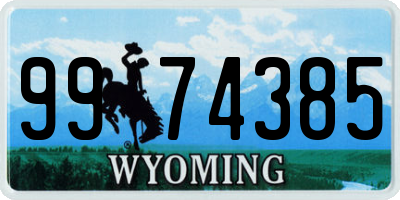 WY license plate 9974385